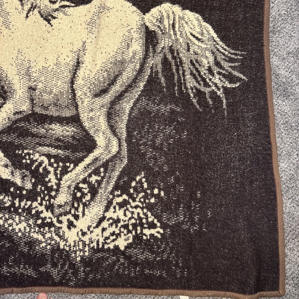 76x50" LINTEX INTERNATIONAL Spain Horse Reversible Blanket Throw VNTG - Picture 4 of 14